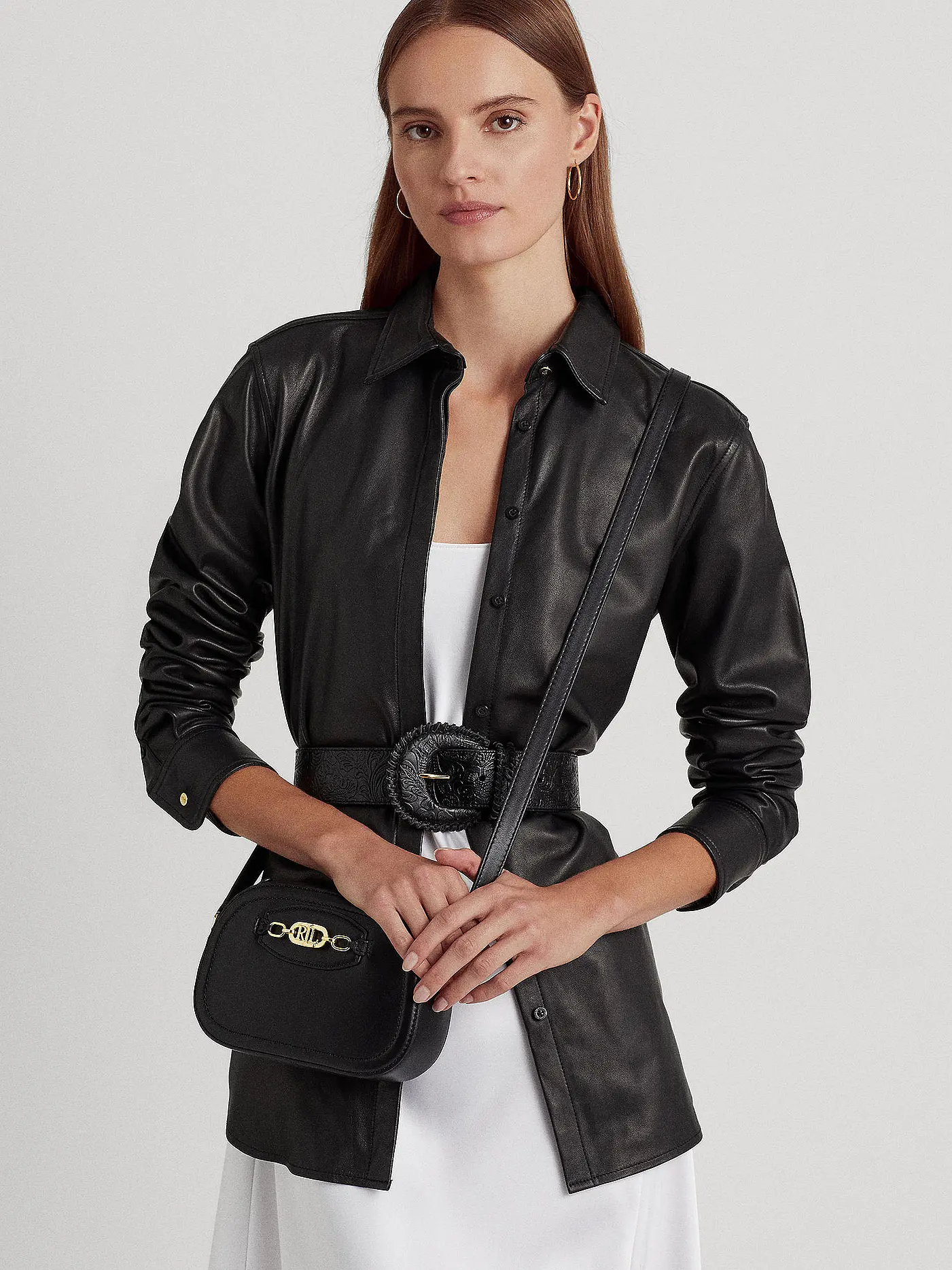 LAUREN RALPH LAUREN | Ledertasche - Umhängetasche JORDYNN Medium | schwarz